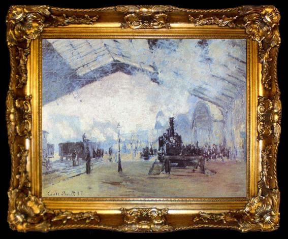 framed  Claude Monet Saint Lazare Train Station, ta009-2